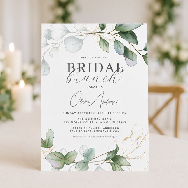Invitation Brunch de mariage Eucalyptus Verdure Bohème Rustiq (Créateur téléchargé)