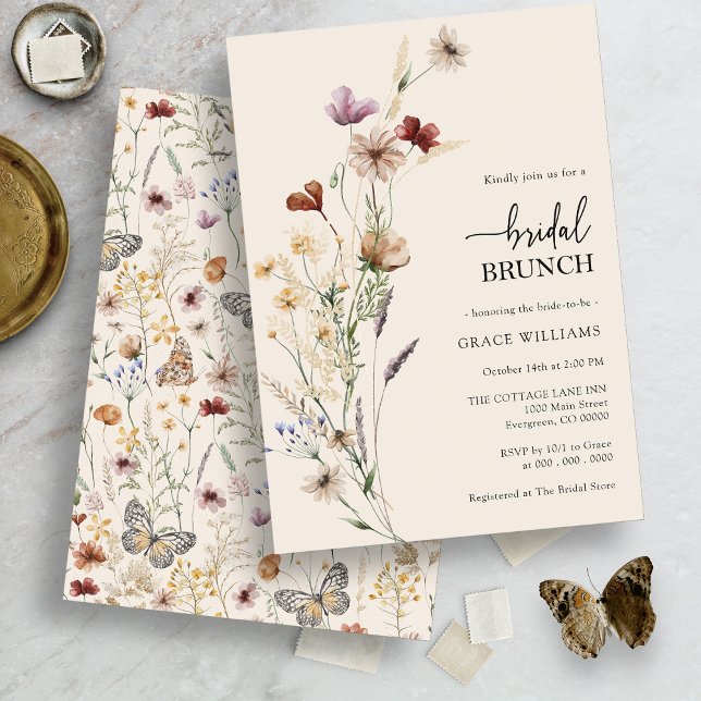 Invitation Brunch de mariage floral aquarelle (Créateur téléchargé)