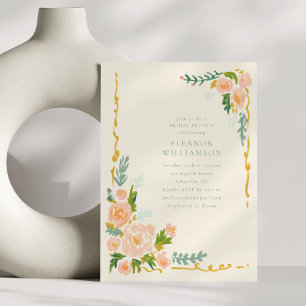 Invitation Brunch de mariage floral aquarelle fantaisiste pêc