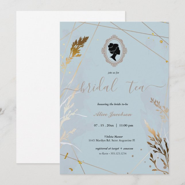 Invitation Brunch de mariage floral rétro régence (Devant / Derrière)