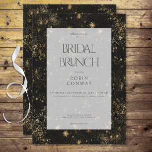 Invitation Brunch de mariage moderne minimal noir et or paill
