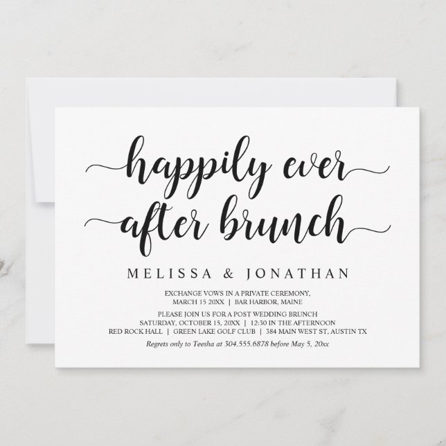 Invitation Brunch de Mariage pour Toujours, Mariage Intime (Devant)