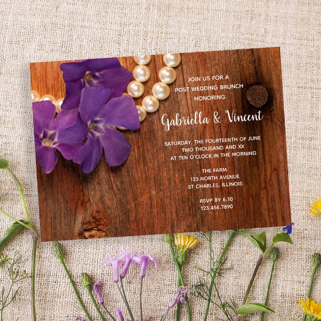 Invitation Brunch de mariage sur fond de bois de grange à per (Créateur téléchargé)