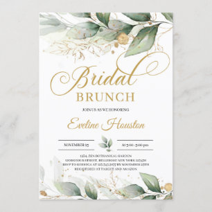 Invitation Brunch de mariée feuille d'or boho eucalyptus mode