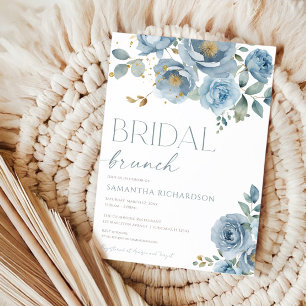 Invitation Brunch de mariée rose, bleu outrepassant