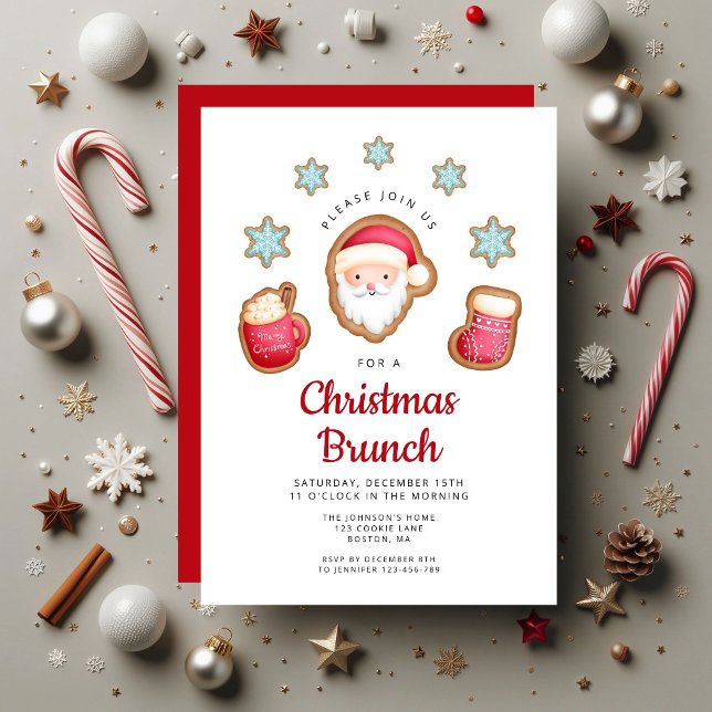 Invitation Brunch de Noël à Père Noël (Cute Santa Christmas Brunch Invitation)