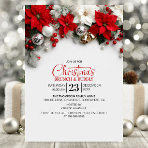 Invitation Brunch de Noël au poinsettia moderne