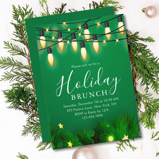 Invitation Brunch de Noël Brunch de Noël Chic Floral (Créateur téléchargé)