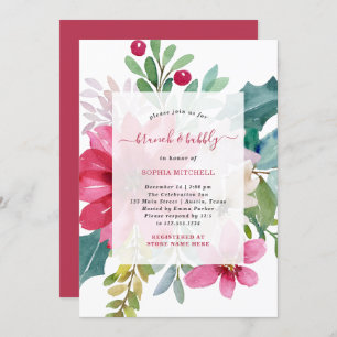 Invitation Brunch de Noël et Bubbly   Floral