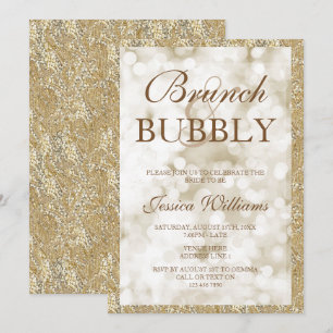 Invitation Brunch de paillettes d'or et Fête de la mariée