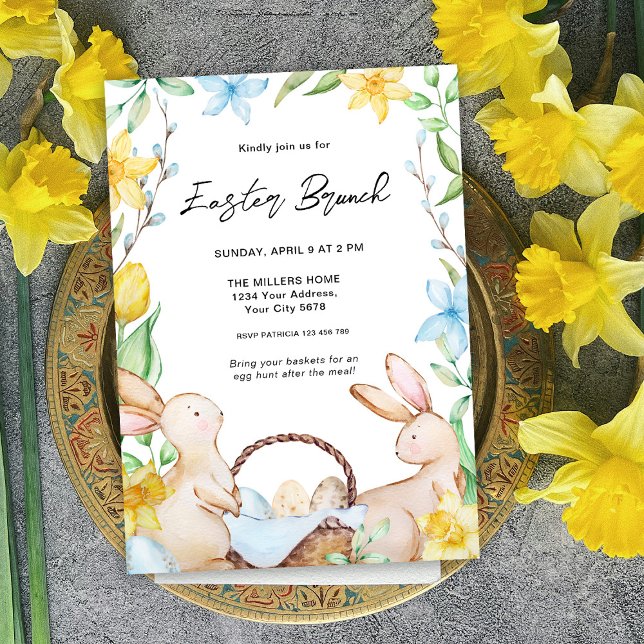 Invitation Brunch de Pâques avec lapin (Créateur téléchargé)