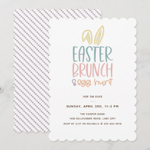 Invitation Brunch de Pâques Chasse aux oeufs Bunny Oreilles I