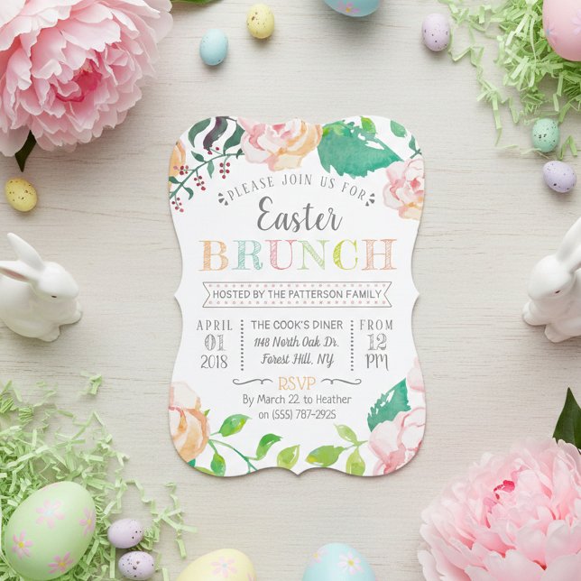 Invitation Brunch de Pâques de printemps tendance (Créateur téléchargé)