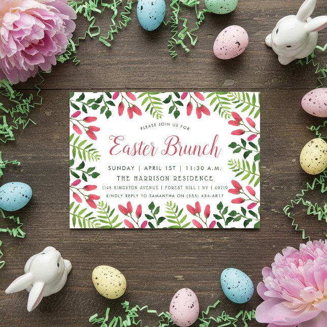 Invitation Brunch de Pâques en fleurs printanières simples (Créateur téléchargé)
