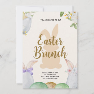 Invitation Brunch de Pâques et chasse aux oeufs   Bunny Fleur