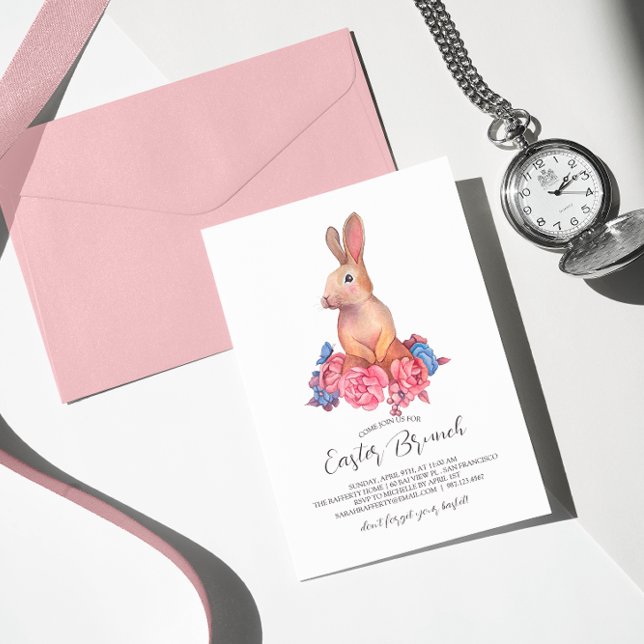 Invitation Brunch de Pâques et chasse aux oeufs | Bunny Fleur (Créateur téléchargé)