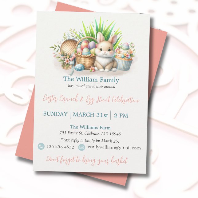 Invitation Brunch de Pâques et Chasse aux Oeufs Couleurs past (Get this modern, colorful Easter invitation now, perfect for your joyful spring celebration.)