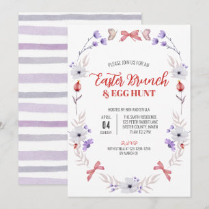 Invitation Brunch de Pâques et chasse aux oeufs, Floral blanc