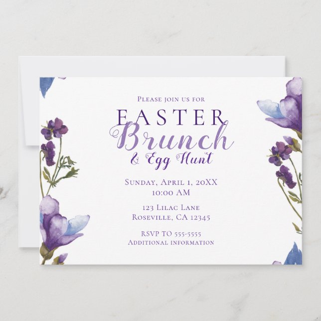 Invitation Brunch de Pâques Fleurs de printemps Floral Modern (Devant)