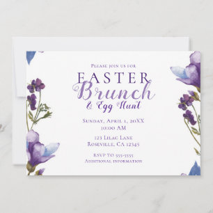 Invitation Brunch de Pâques Fleurs de printemps violet Floral
