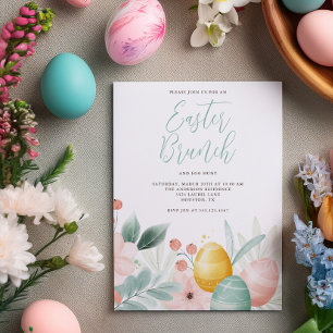 Invitation Brunch de Pâques Floral Aquarelle