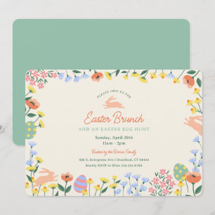 Invitation Brunch de Pâques Floral du printemps moderne