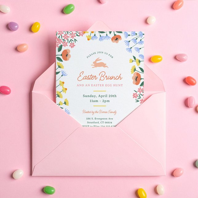 Invitation Brunch de Pâques Floral du printemps moderne (Créateur téléchargé)