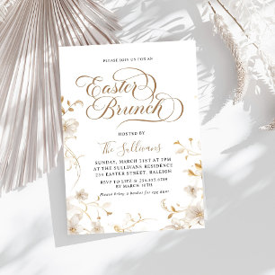 Invitation Brunch de Pâques Floral du printemps moderne