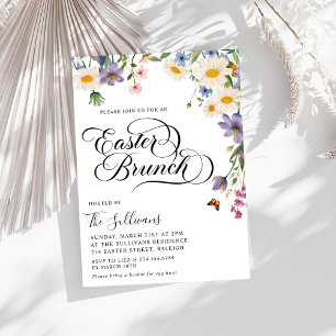 Invitation Brunch de Pâques Floral Fleur sauvage