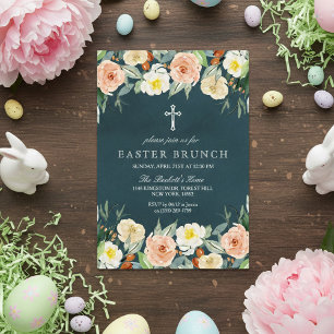 Invitation Brunch de Pâques Floral Simplement Élégant