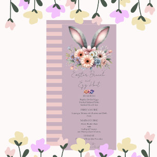 Invitation Brunch de Pâques Menu Joli Lapin Floral Oreilles V