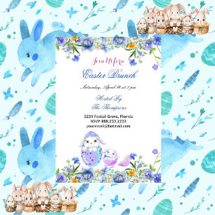 Invitation Brunch de Pâques Oiseaux décoratifs Lapin Floral