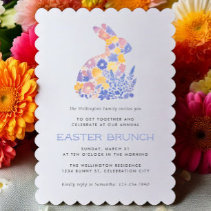 Invitation Brunch de Pâques Pastel moderne Aquarelle Bunny