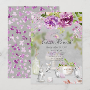 Invitation Brunch de Pâques printanières Bunny Floral de Pâqu