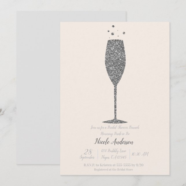 Invitation Brunch de Remise de Prix Bubbly Champagne (Devant / Derrière)
