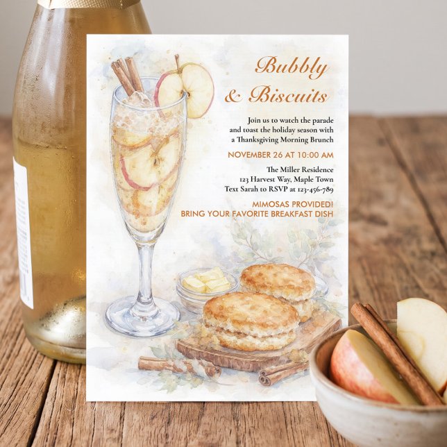 Invitation Brunch de Thanksgiving pétillant et biscuits (Thanksgiving Brunch Invitation by Darling & May)