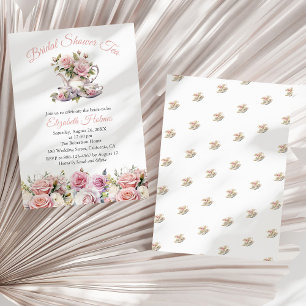 Invitation Brunch de thé pour la Baby Shower de roses roses s