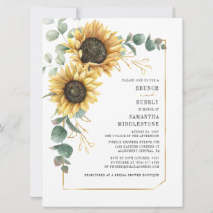 Invitation Brunch de tournesol floral et Fête des mariées de 