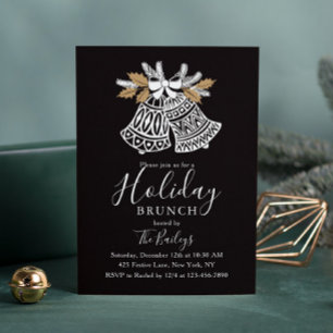 Invitation Brunch de vacances   Christmas Brunch Chic Bells