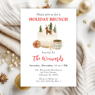 Invitation Brunch de vacances de Noël Gâteau et biscuits de N