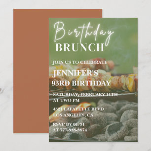 Invitation Brunch d'été BBQ arrière-cour 93e anniversaire