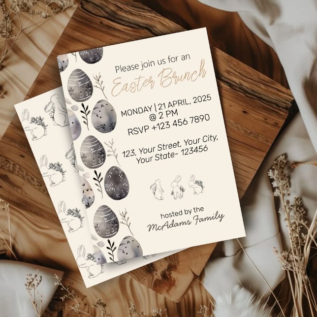 Invitation Brunch d'Œufs de Pâques à l'Aquarelle de Printemps (Front display)