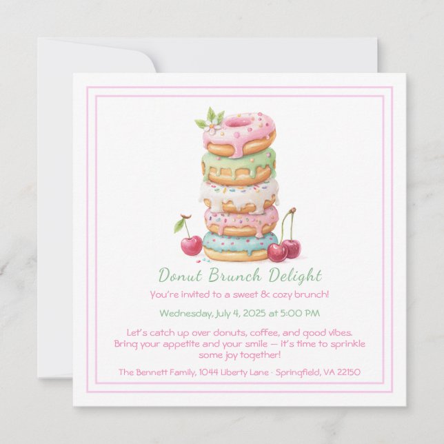 Invitation Brunch Donut Collecte de pâtisseries co (Devant)