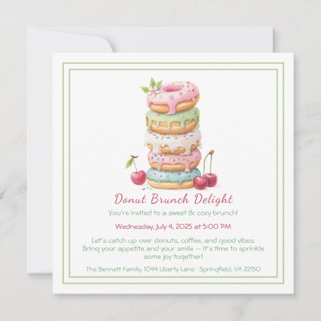 Invitation Brunch Donut Collecte de pâtisseries co (Devant)