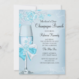 Invitation Brunch du Champagne Rose de Teal Joli pour la Fête