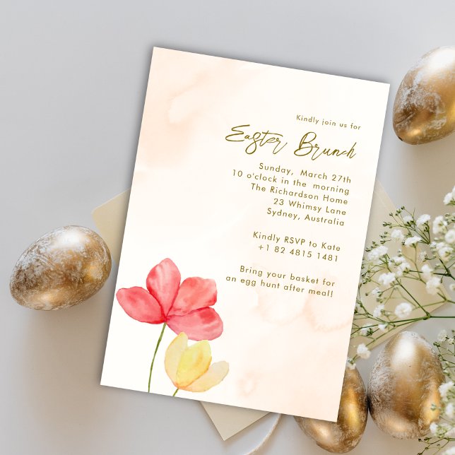 Invitation Brunch du dimanche de Pâques Élégant Floral Minima (Créateur téléchargé)