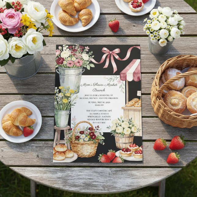 Invitation Brunch du marché aux fleurs de maman pour la fête  (Créateur téléchargé)