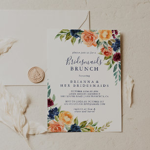 Invitation Brunch élégant de demoiselles d'honneur avec fleur
