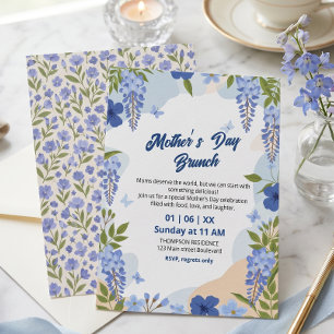 Invitation Brunch élégant de la fête des mères avec Wisteria