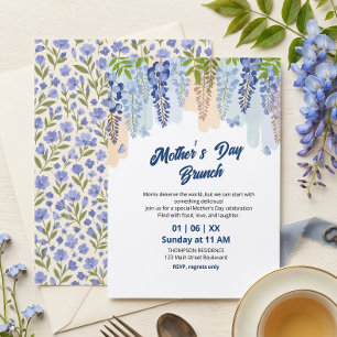 Invitation Brunch élégant de la fête des Mères avec Wisteria